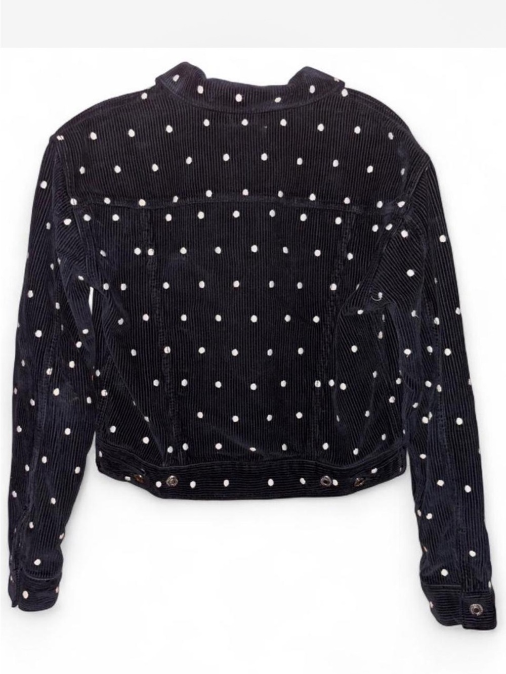 Topshop Black Corduroy Polka Dot Jean Jacket - Picture 3 of 4